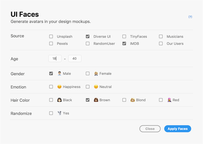 Adobe XD 头像自动填充插件UI faces