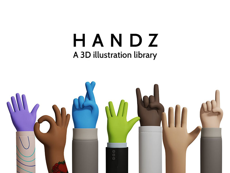 免版权3D手势插画库HANDZ